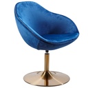 Chaise longue velours Sarin bleu / or 70x79x70 cm