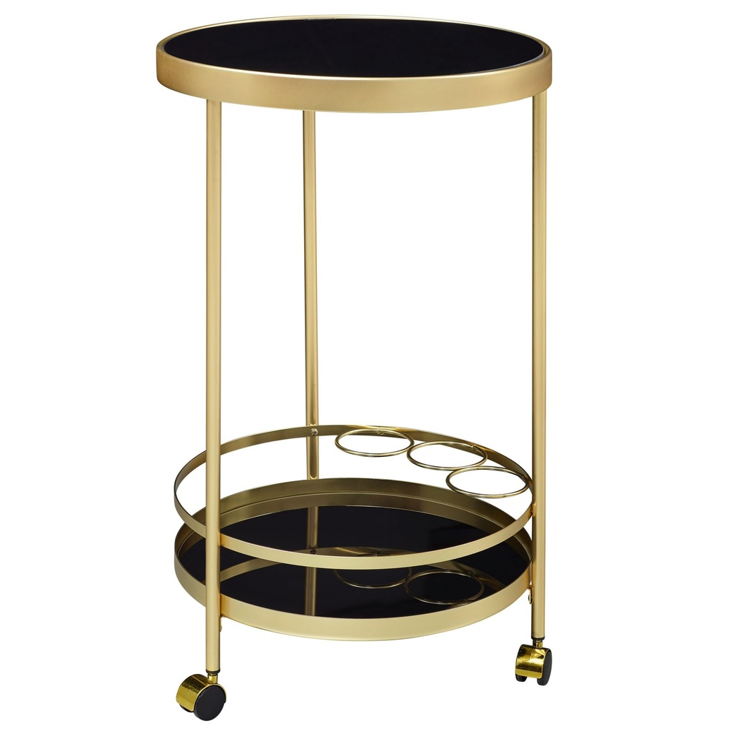 Design chariot de service doré rond Ø 45 cm 2 niveaux