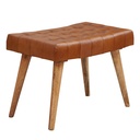 Tabouret 67x47x39 cm bois massif de manguier / cuir véritable design Chesterfield