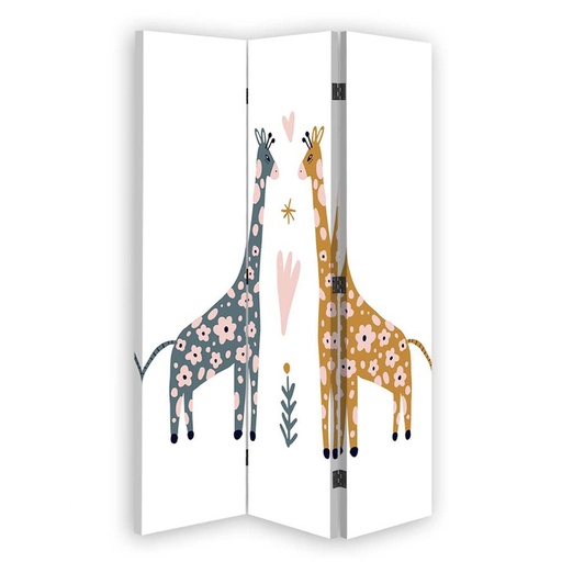 [A06141] Paravent avec image de girafes de couleurs fabriqué en mdf et toile