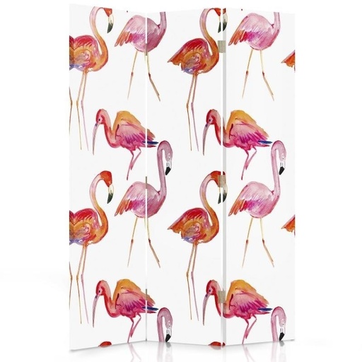 [A06313] Paravent pliable composé de trois parties flamants roses