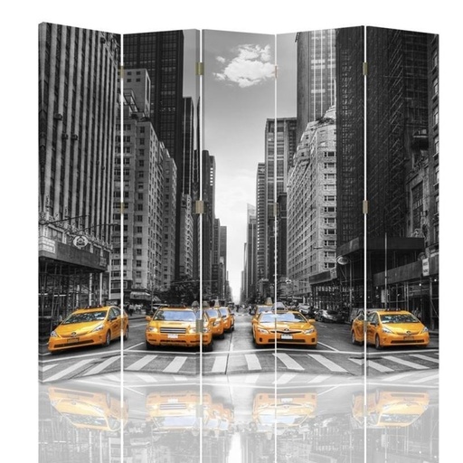 [A08904] Paravent avec image de taxis new yorkais fabriqué en mdf et toile