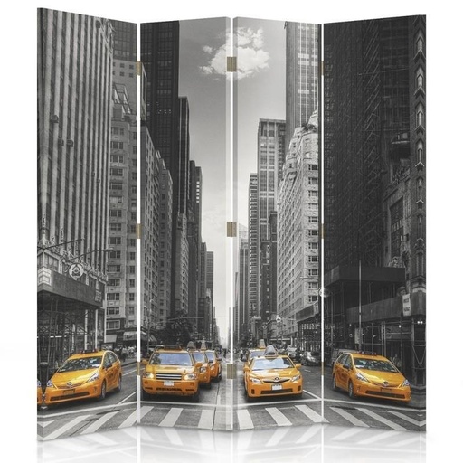 [A09111] Paravent avec image de taxis à new york fabriqué en mdf et toile