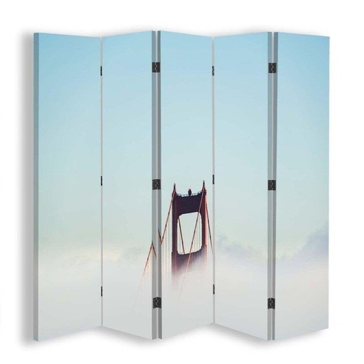 [A09186] Paravent séparateur d'espaces impression sur toile avec cadre en mdf pont dans les nuages