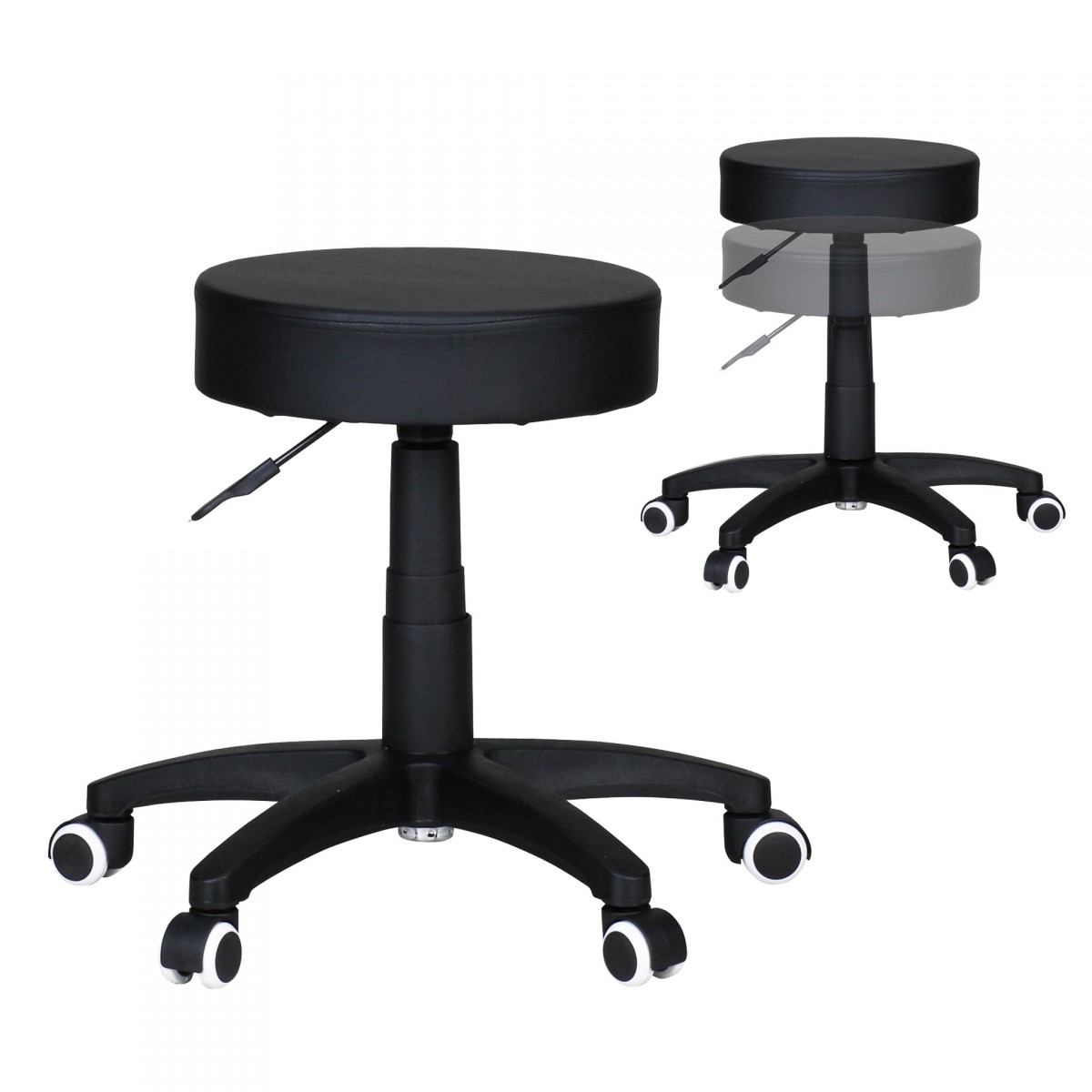 [A09417] Tabouret Leon S Tabouret de Travail Design Simili Cuir Noir