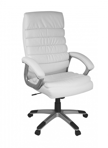 [A09432] Chaise de bureau Valencia simili cuir blanc ergonomique avec appui-tête