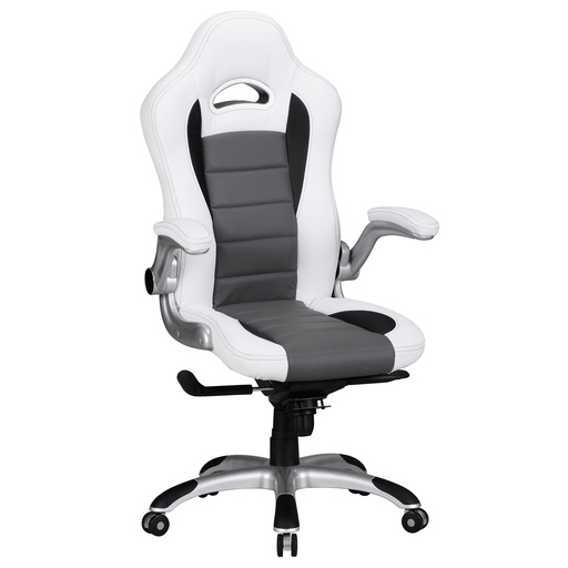 [A09446] Housse de chaise de bureau Racing en simili cuir blanc