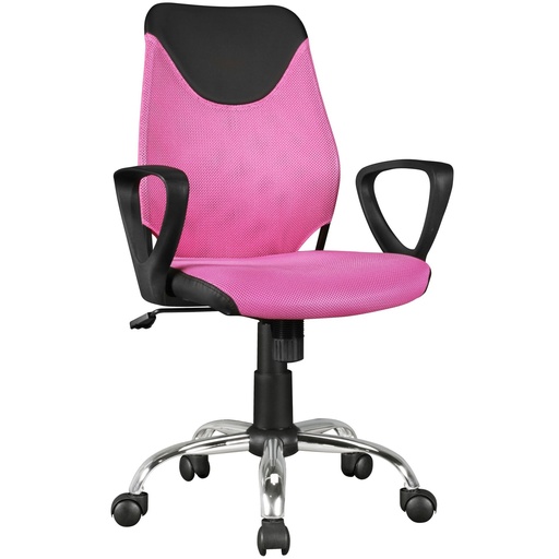 [A09476] Chaise de bureau enfant KiKa noir rose pour enfants à partir de 6 ans avec dossier