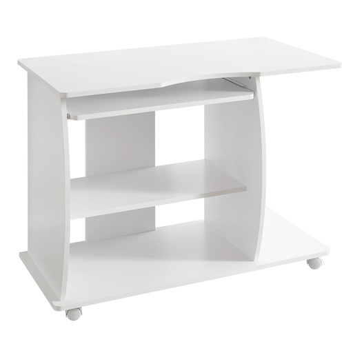 [A09538] Table d'ordinateur DIANA enroulable blanc 90 x 71 x 50 cm avec tiroir clavier