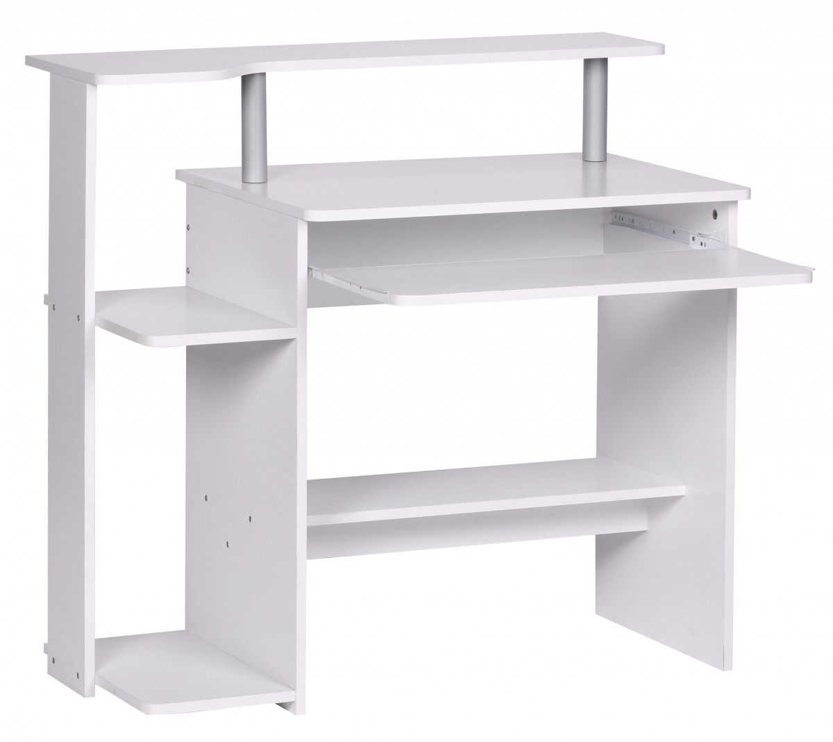 [A09539] Table d'ordinateur blanche 94 x 90,5 x 48,5 cm table d'ordinateur portable moderne avec tiroir pour clavier