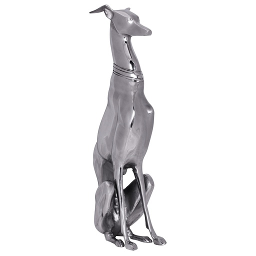 [A09561] Décoration Design Chien en aluminium argenté Sculpture de lévrier Statue de chien