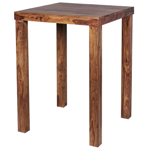 [A09584] Table de bar MUMBAI en bois de Sesham massif 80 x 80 x 110 cm, carrée marron foncé