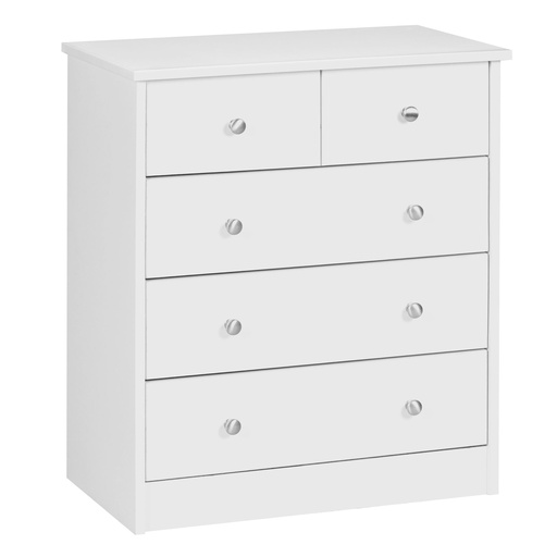 [A09592] Design commode en bois PRUE 60 x 70 x 35 cm blanc avec 5 tiroirs