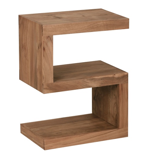 [A09611] Table d'appoint MUMBAI en bois massif d'acacia S Cube 60 cm de haut, design style maison de campagne marron