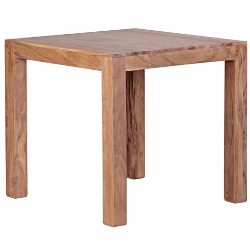 [A09615] Table à manger MUMBAI en bois d'acacia massif 80 cm design, style maison de campagne marron foncé