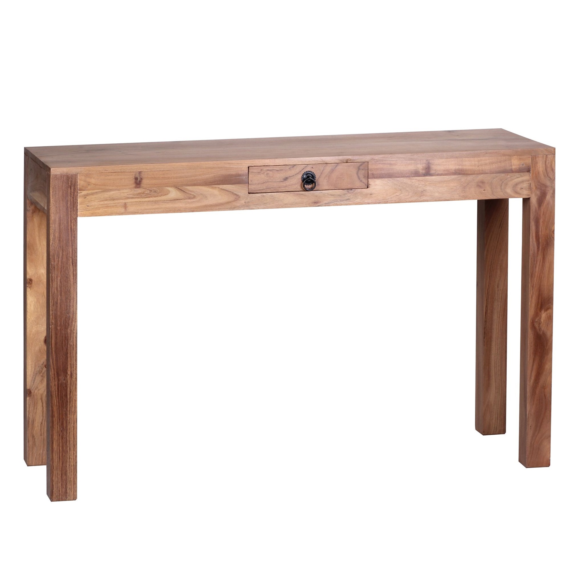 [A09623] Table console MUMBAI console en bois d'acacia massif avec 1 tiroir 120 x 40 cm style maison de campagne