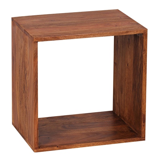 [A09650] Étagère sur pied en bois massif MUMBAI Sheesham 43,5 cm, design cube, produit naturel, style maison de campagne