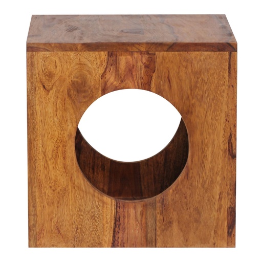 [A09652] Table d'appoint MUMBAI en bois de Sesham massif 35 x 35 cm, design cube, style maison de campagne, carrée