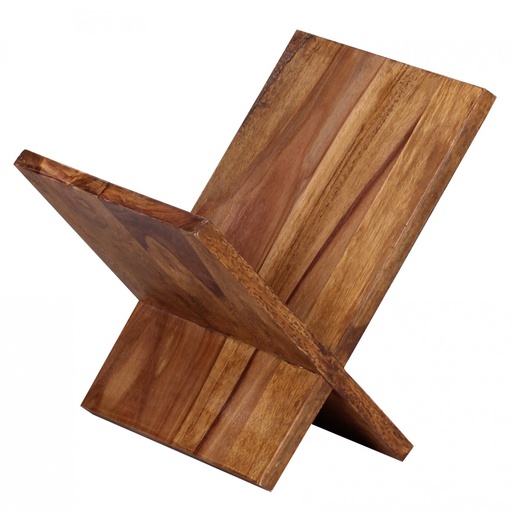 [A09674] Porte-revues MUMBAI en bois massif de Sesham en forme de X 31 cm, style maison de campagne