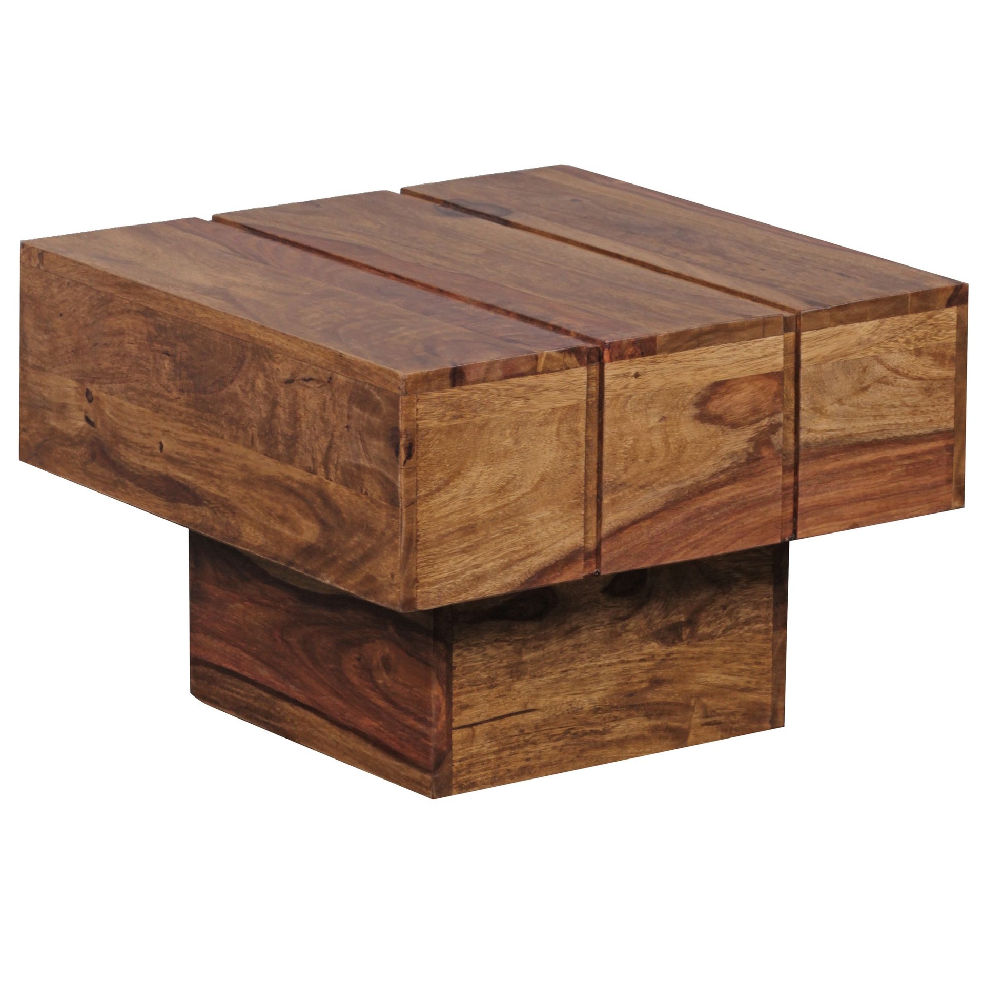 [A09691] Table d'appoint SIRA en bois de Sheesham massif 44 x 44 x 30 cm, cube de maison de campagne massif