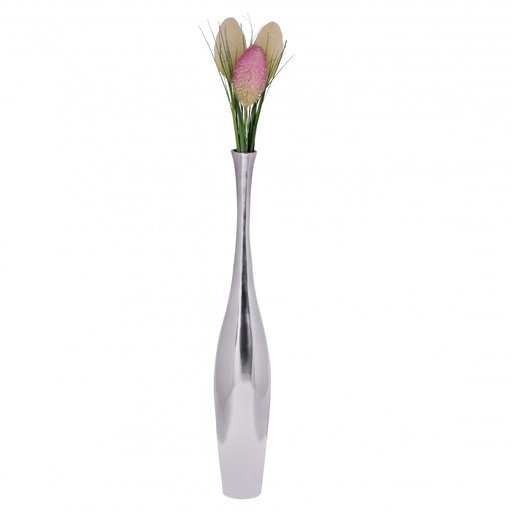 [A09722] Vase décoratif grande BOTTLE S aluminium moderne avec 1 ouverture en argent, grand vase à fleurs en aluminium fait main, grand vase décoratif pour fleurs