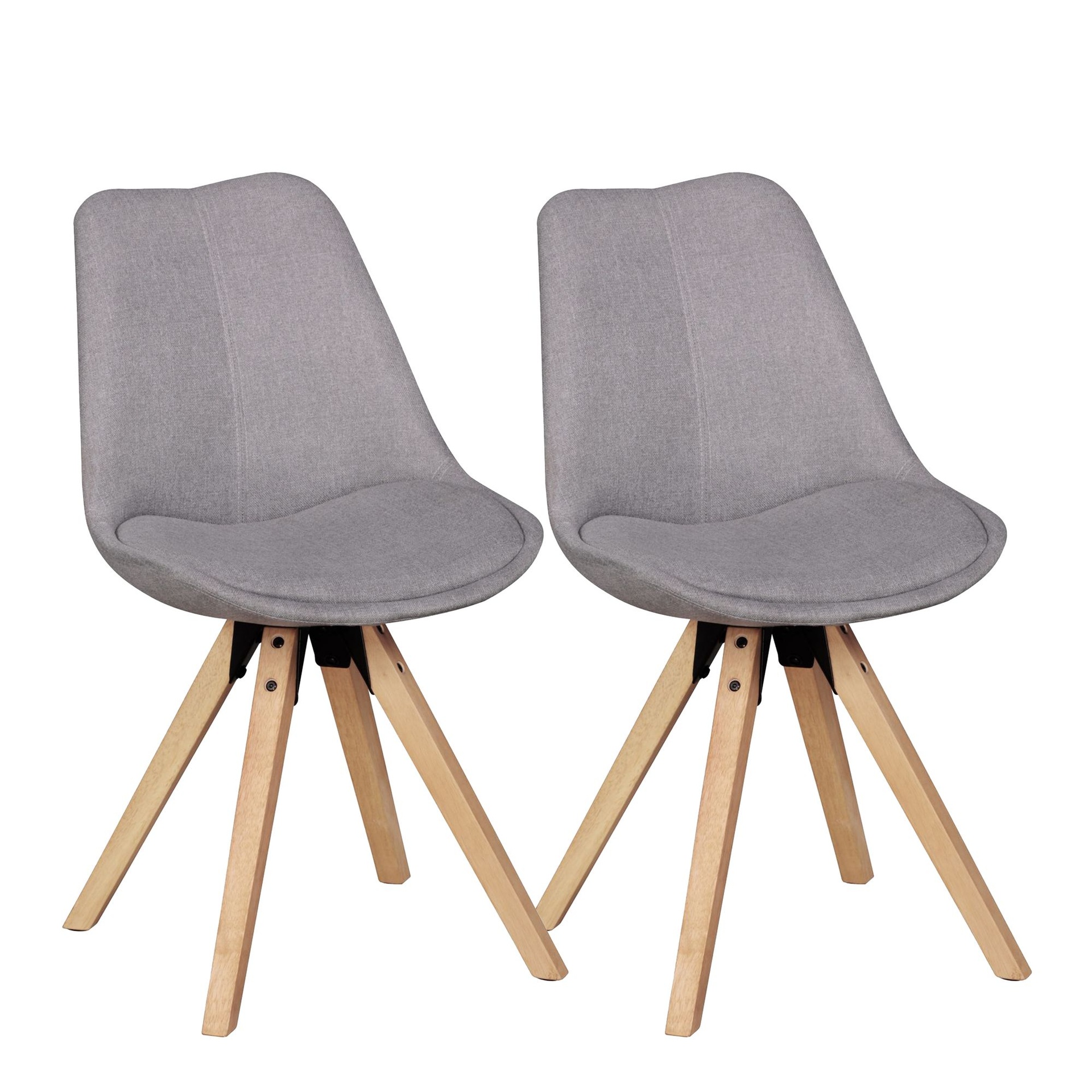 [A09737] Lot de 2 chaises de salle à manger rétro Lima gris clair WL5.029