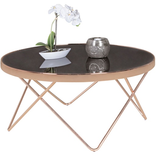 [A09789] Table basse verre ø 82 cm table de salon en métal moderne