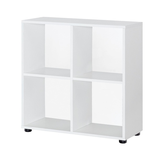 [A09798] Bibliothèque design ZARA avec 4 compartiments blanc 70 x 72 x 29 cm