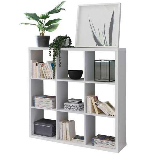 [A09804] Étagère cube EDDIE 112x29x112 cm avec 9 compartiments blanc