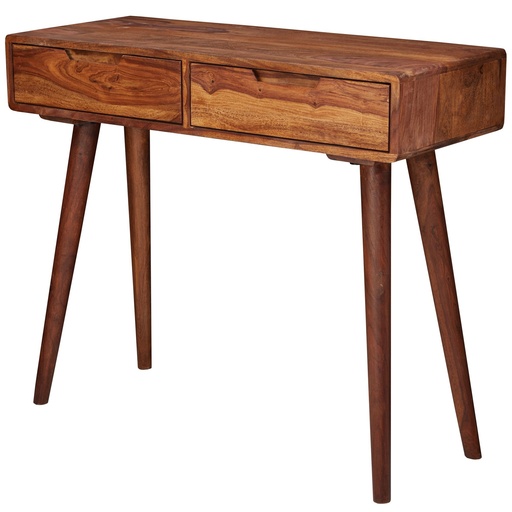 [A09854] Table console 90x76x36cm en bois de Sesham massif avec tiroirs