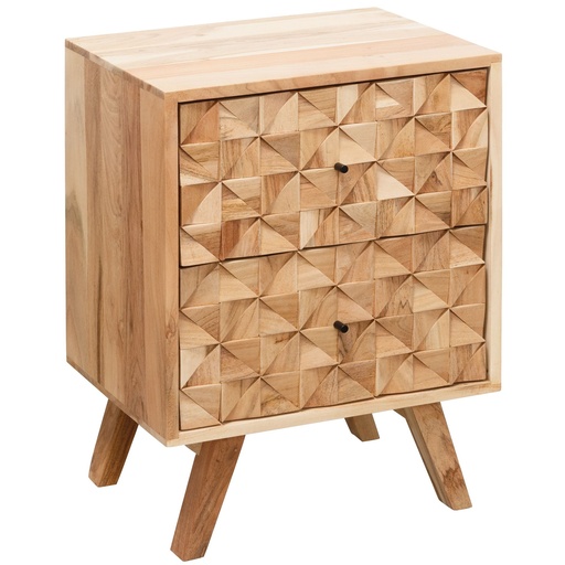 [A09860] Console de nuit REWA 44x61x35cm bois d'acacia massif