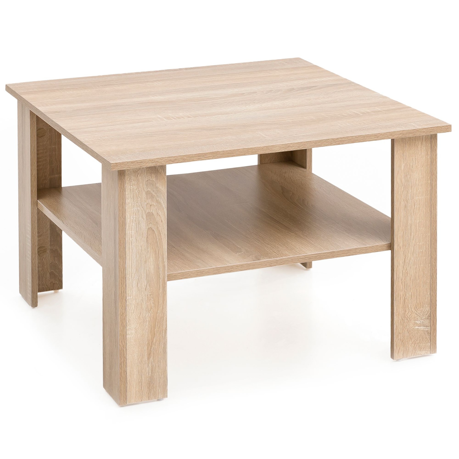 [A09936] Table basse chêne Sonoma 60x42x60 cm design avec étagère