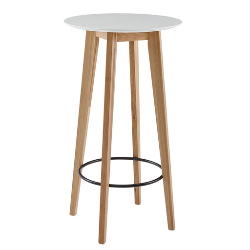 [A10013] Table de bar 60x110x60 cm ronde blanche pour 4 personnes