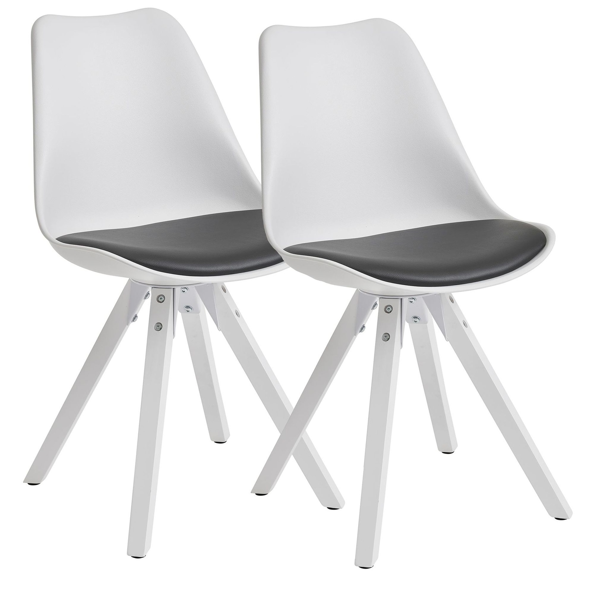 [A10023] Lot de 2 chaises de salle à manger rétro blanc/noir scandinave