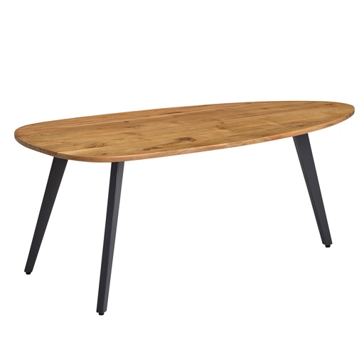 [A10032] Table basse en bois d'acacia massif 110 x 45 x 60 cm, forme rein