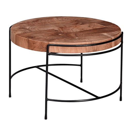 [A10037] Table basse 62x40x62 cm table basse acacia bois massif / métal