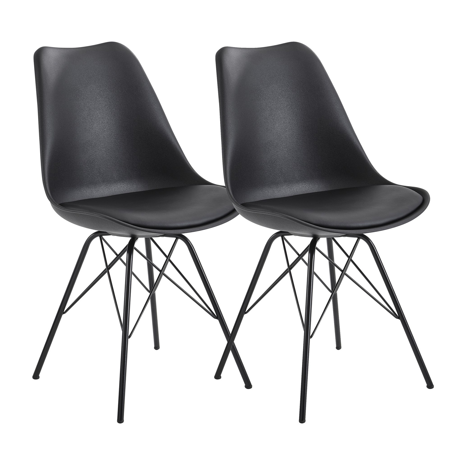 [A10043] Chaise de salle à manger lot de 2 en plastique noir design scandinave
