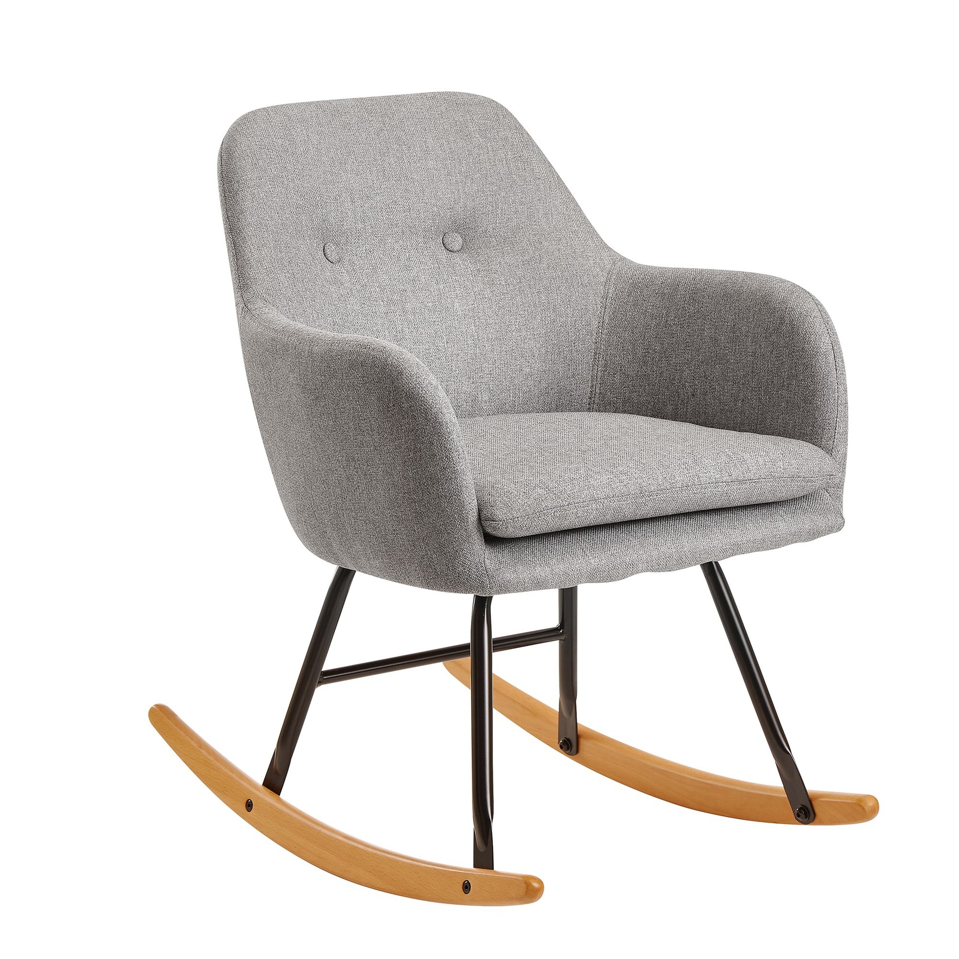 [A10057] Rocking chair gris clair 71x76x70cm design Malmo tissu / bois