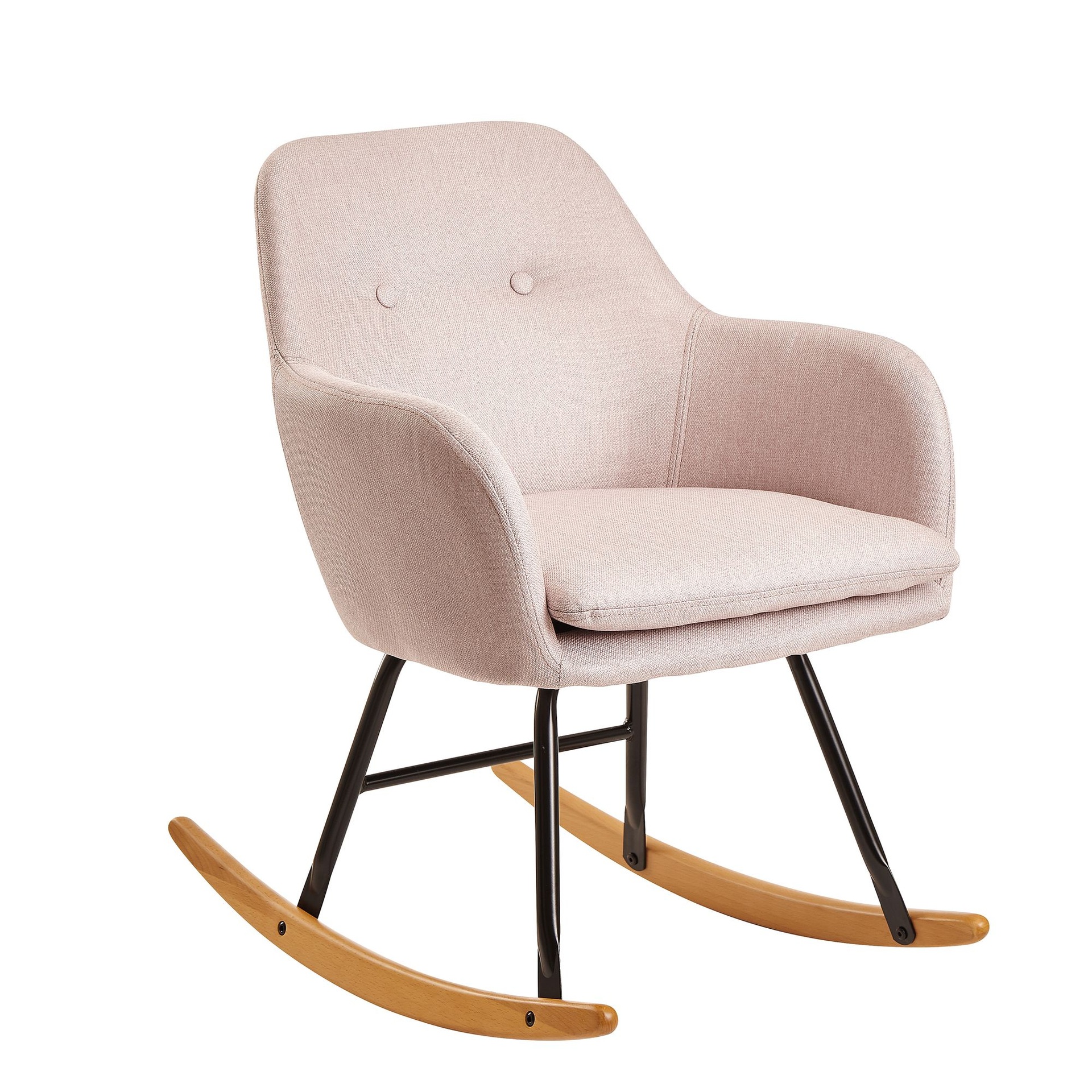 [A10058] Rocking chair rose 71x76x70cm design Malmo tissu / bois