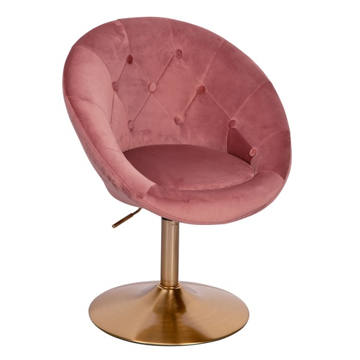 [A10084] Chaise longue velours rose / or chaise pivotante design avec dossier