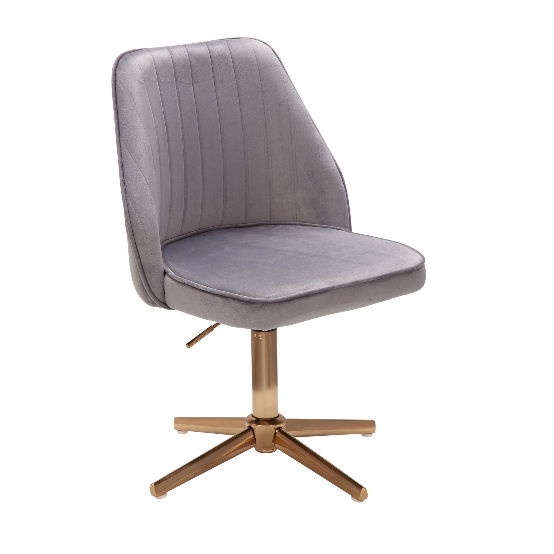 [A10086] Design Chaise pivotante en velours gris rotatif sans roulettes