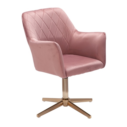 [A10090] Design Chaise pivotante en velours rose pivotante sans roulettes, avec accoudoirs
