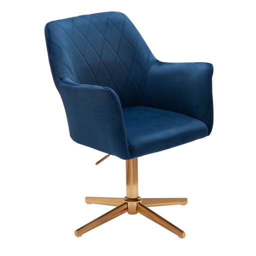 [A10091] Design Chaise Pivotante en Velours Bleu Foncé Pivotant sans Roues avec Accoudoir