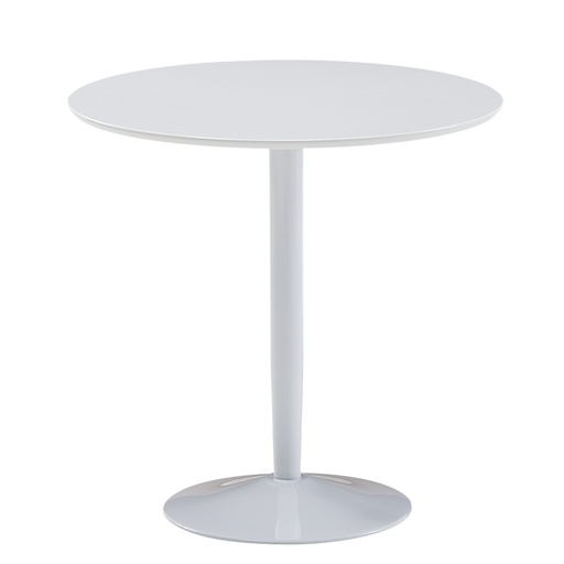 [A10177] Table à manger ronde 75x75x74 cm petite table de cuisine blanc brillant, table de salle à manger ronde pour 2 personnes, table de petit-déjeuner cuisine moderne