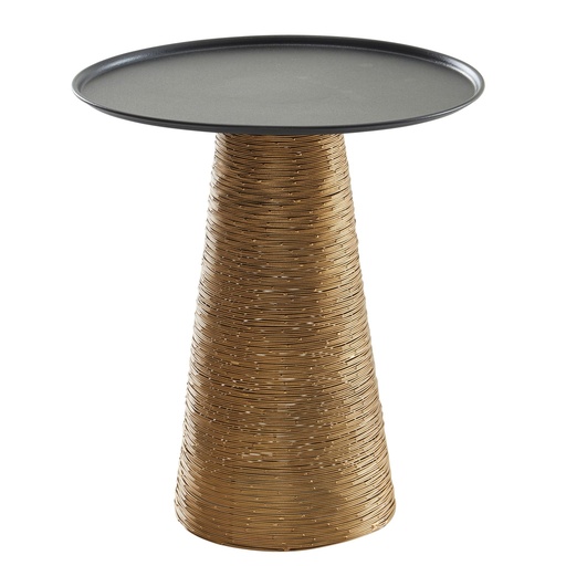 [A10271] Table d'appoint Or Noir 40 x 40 x 45 cm Table d'appoint en Aluminium, Petite Table de canapé Ronde en métal, Table de Salon canapé Moderne