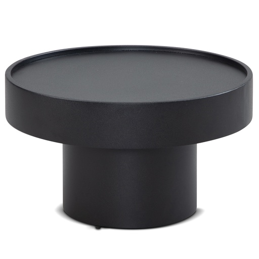 [A10318] Table basse 60x60x30 cm métal noir table de canapé ronde, table de salon en forme de champignon, fer, moderne