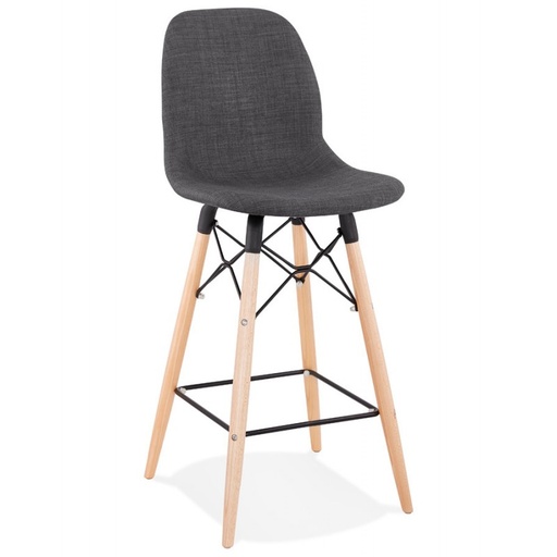 [A00094] Tabouret de bar mi-hauteur bois et noir Kaelyn